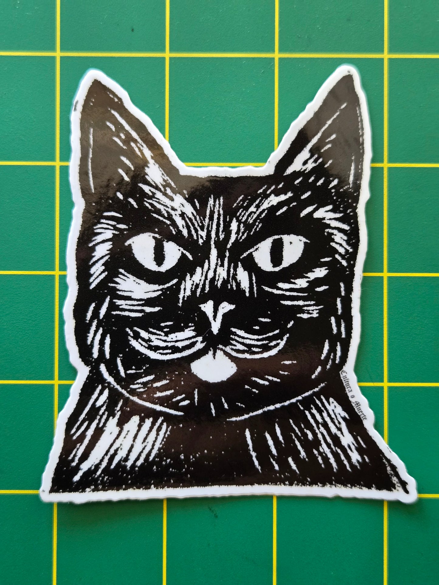 Gato linocut sticker