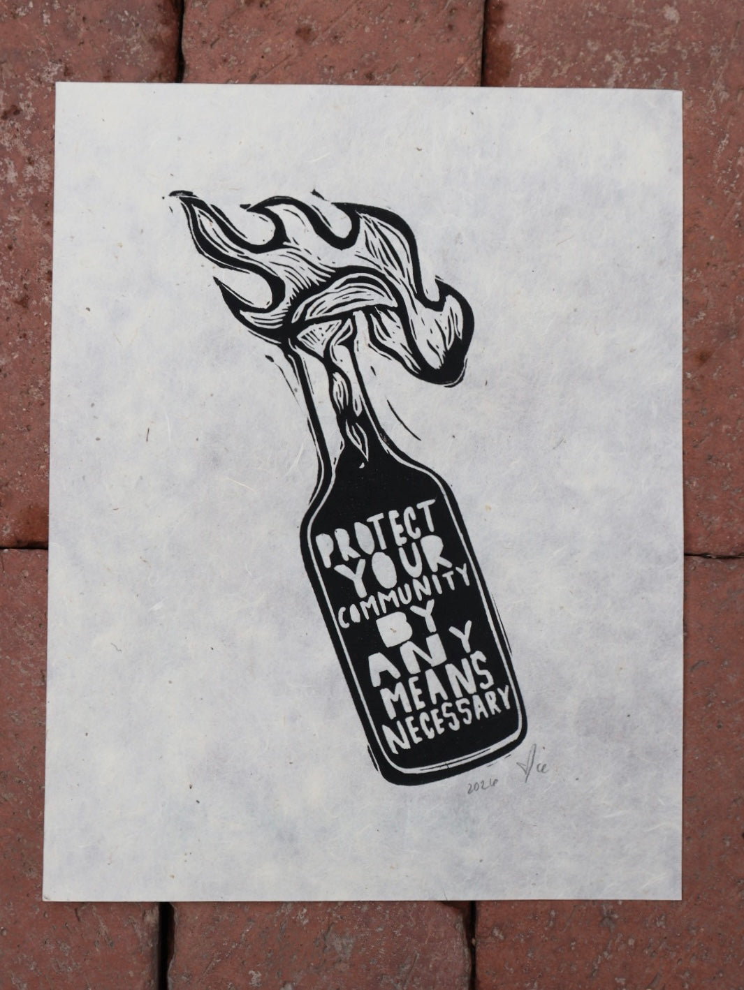 By any means Linocut Print