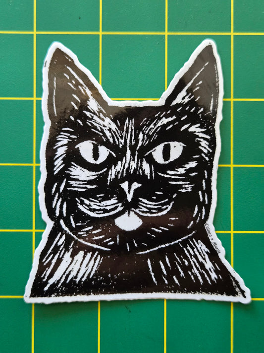 Gato linocut sticker